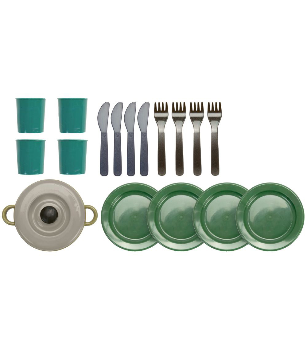 Dantoy Green Bean Spisestel - 18 Dele - Assorterede Jordfarver