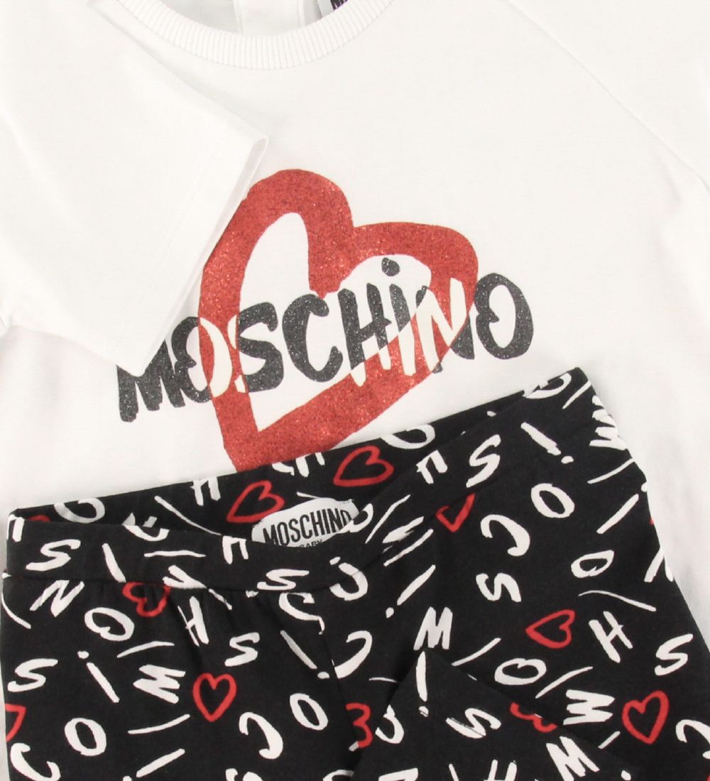 Moschino Sæt - T-shirt/Leggings - Hvid/Sort m. Print
