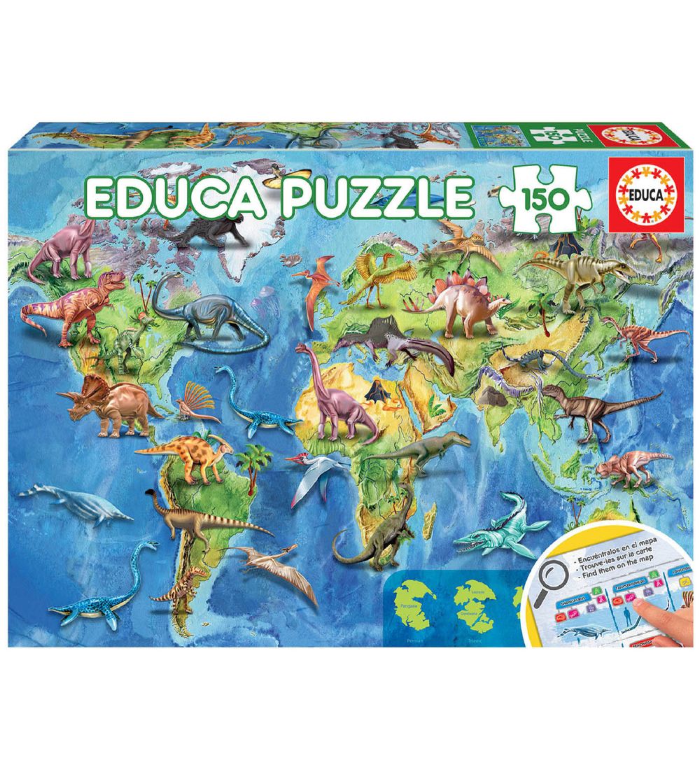 Educa Puslespil - 150 Brikker - Dinosaurs World Map