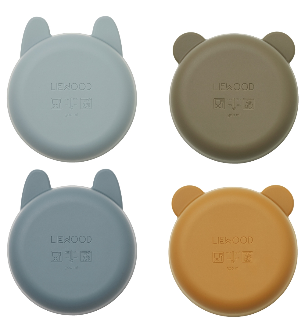 Liewood Skåle - Silikone - 4-pak - Malene - Golden Caramel/Blue