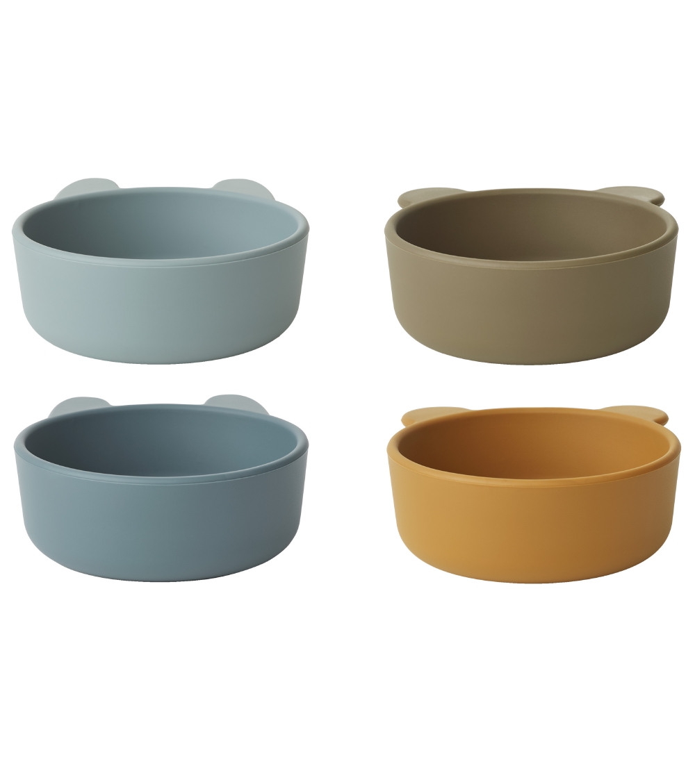Liewood Skåle - Silikone - 4-pak - Malene - Golden Caramel/Blue