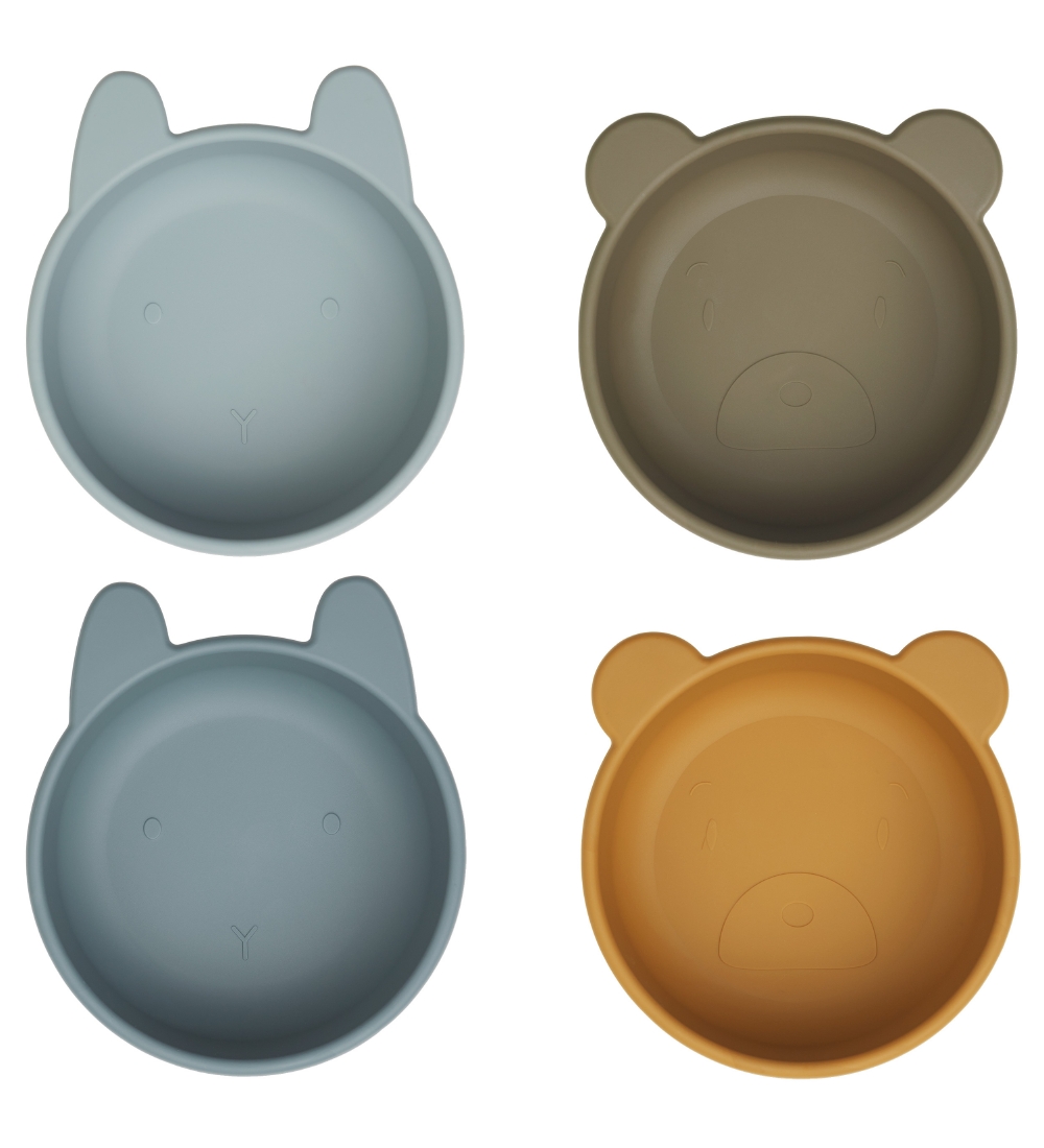 Liewood Skåle - Silikone - 4-pak - Malene - Golden Caramel/Blue