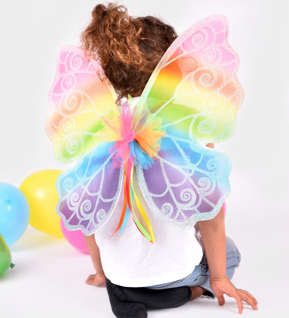 Den Goda Fen Udklædning - Sommerfuglevinger - Rainbow