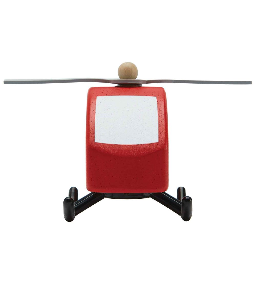 PlanToys Trælegetøj - Helikopter - Rød