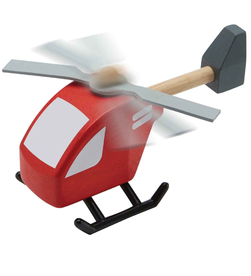 PlanToys Trælegetøj - Helikopter - Rød