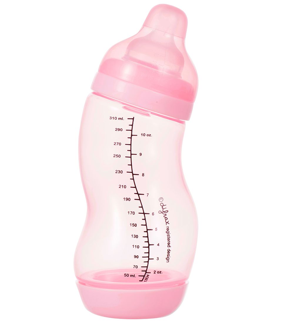 Difrax Sutteflaske - 310 mL - Bred - Anti Kolik - Pink