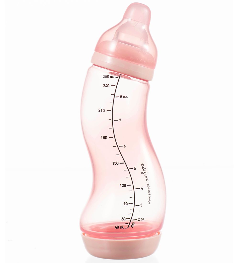 Difrax Sutteflaske - 250 mL - Naturlig - Anti Kolik - Pink