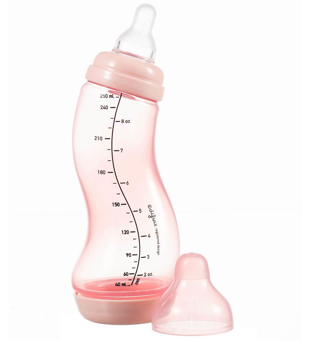 Difrax Sutteflaske - 250 mL - Naturlig - Anti Kolik - Pink