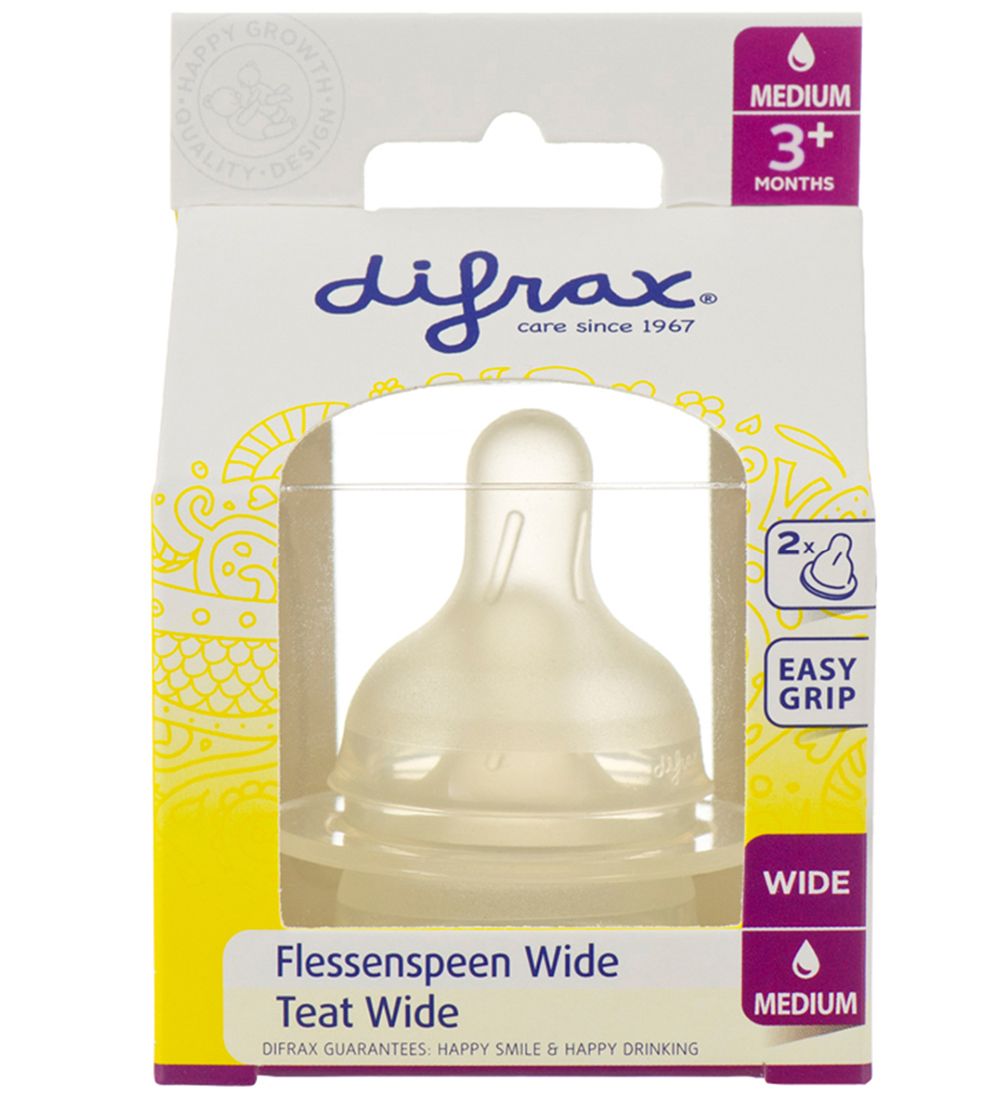 Difrax Flaskesut - 2-pak - Medium - Bred