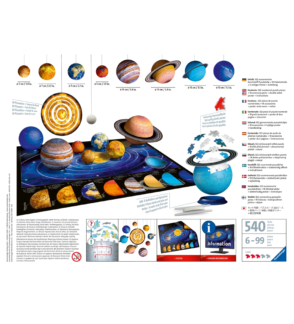 Ravensburger 3D Puslespil - 522 Brikker - Solar System