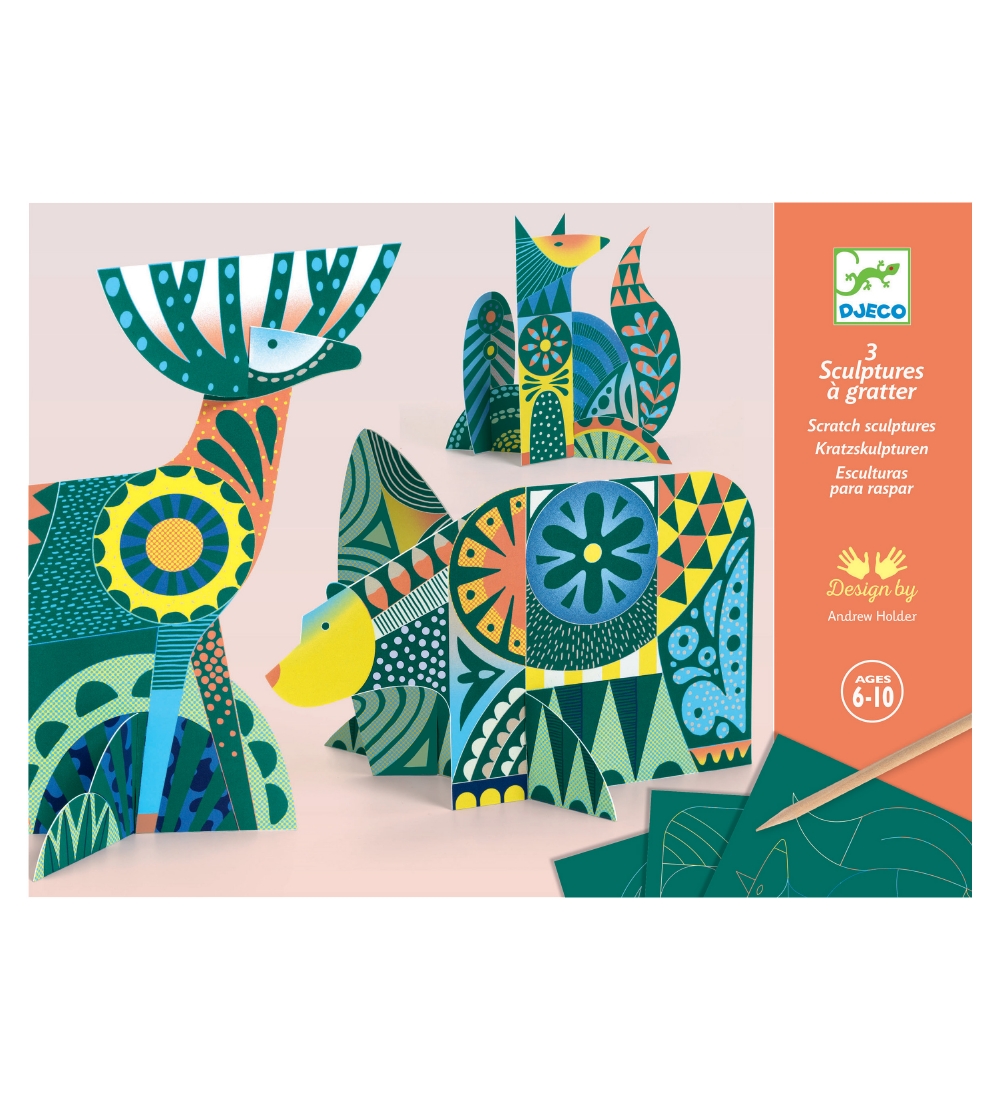 Djeco Kreative Skrabekort - Animal Folk