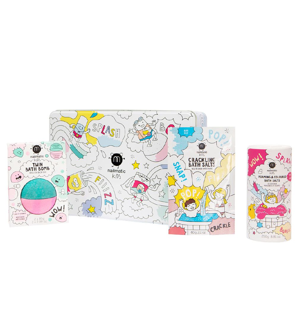Nailmatic Badesæt - Box m. Badebombe, Badesalt, Knitrende Badesa