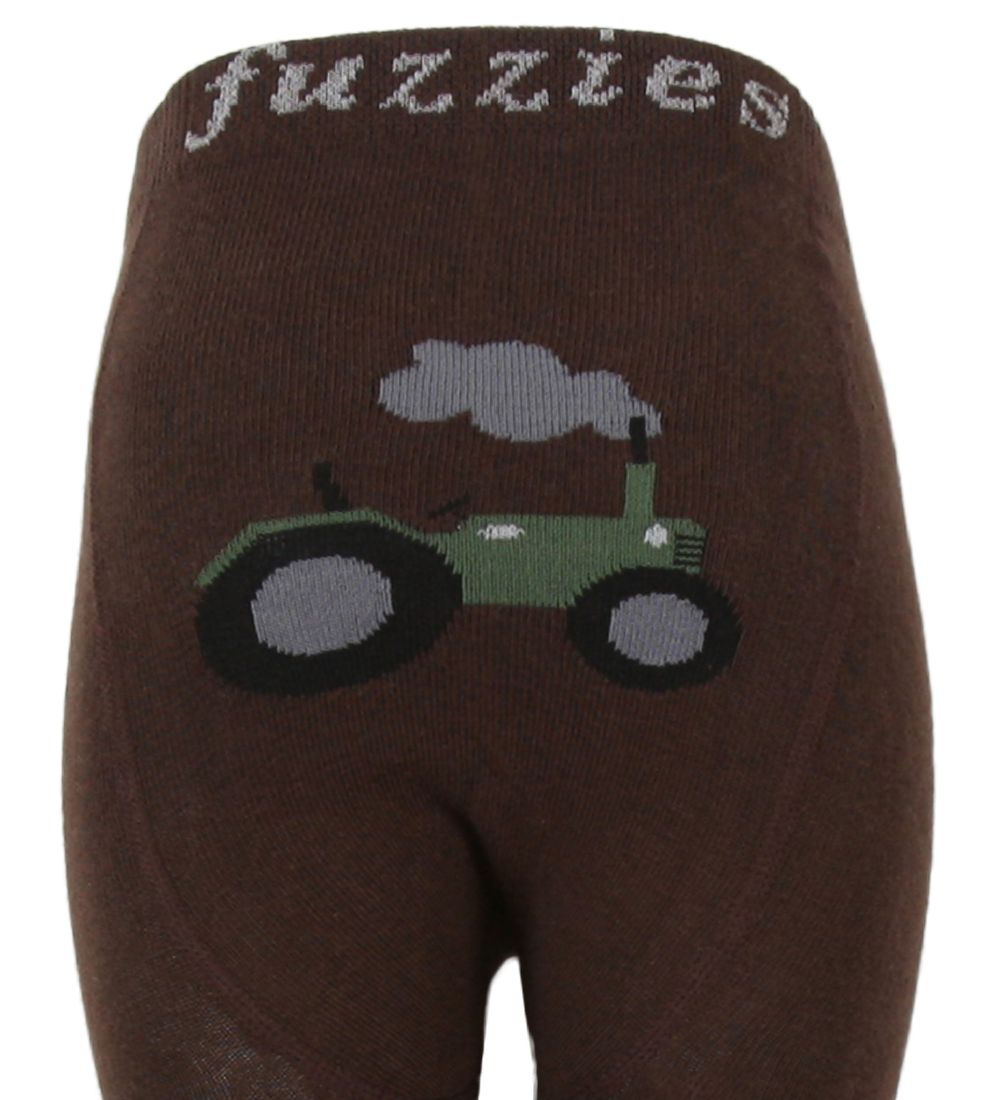 Fuzzies Strømpebukser - Brun m. Traktor