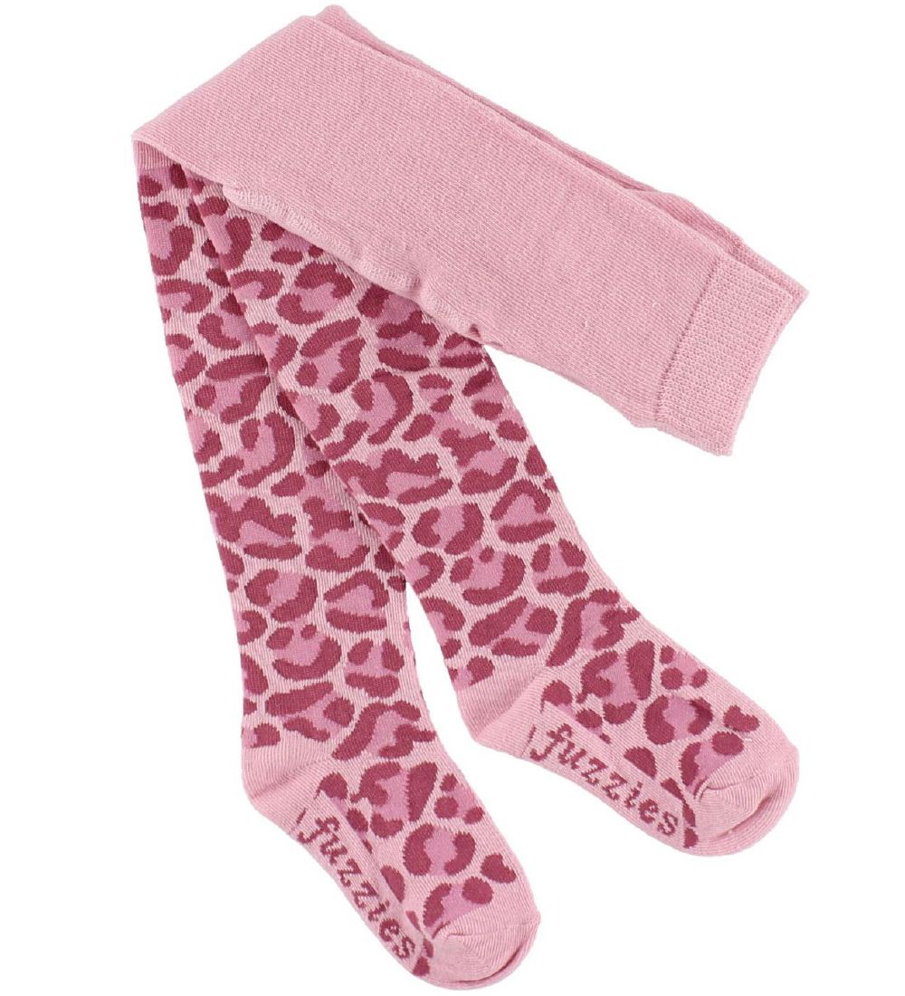 Fuzzies Strømpebukser - Rosa Leopardprint