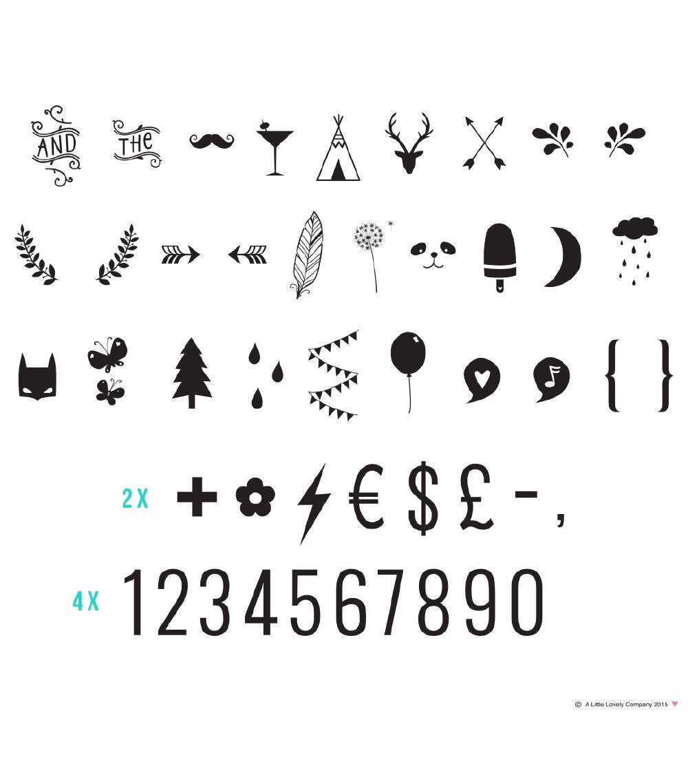 A Little Lovely Company Lyskasse Symbolsæt - Numbers & Symbols