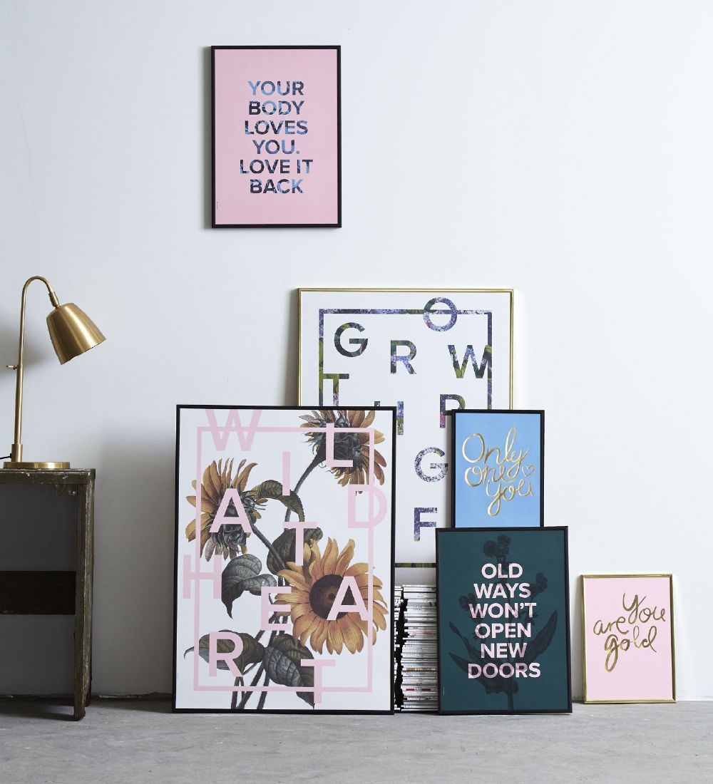 I Love My Type Plakat - A4 - You Are Gold - Rosa m. Guld Tekst