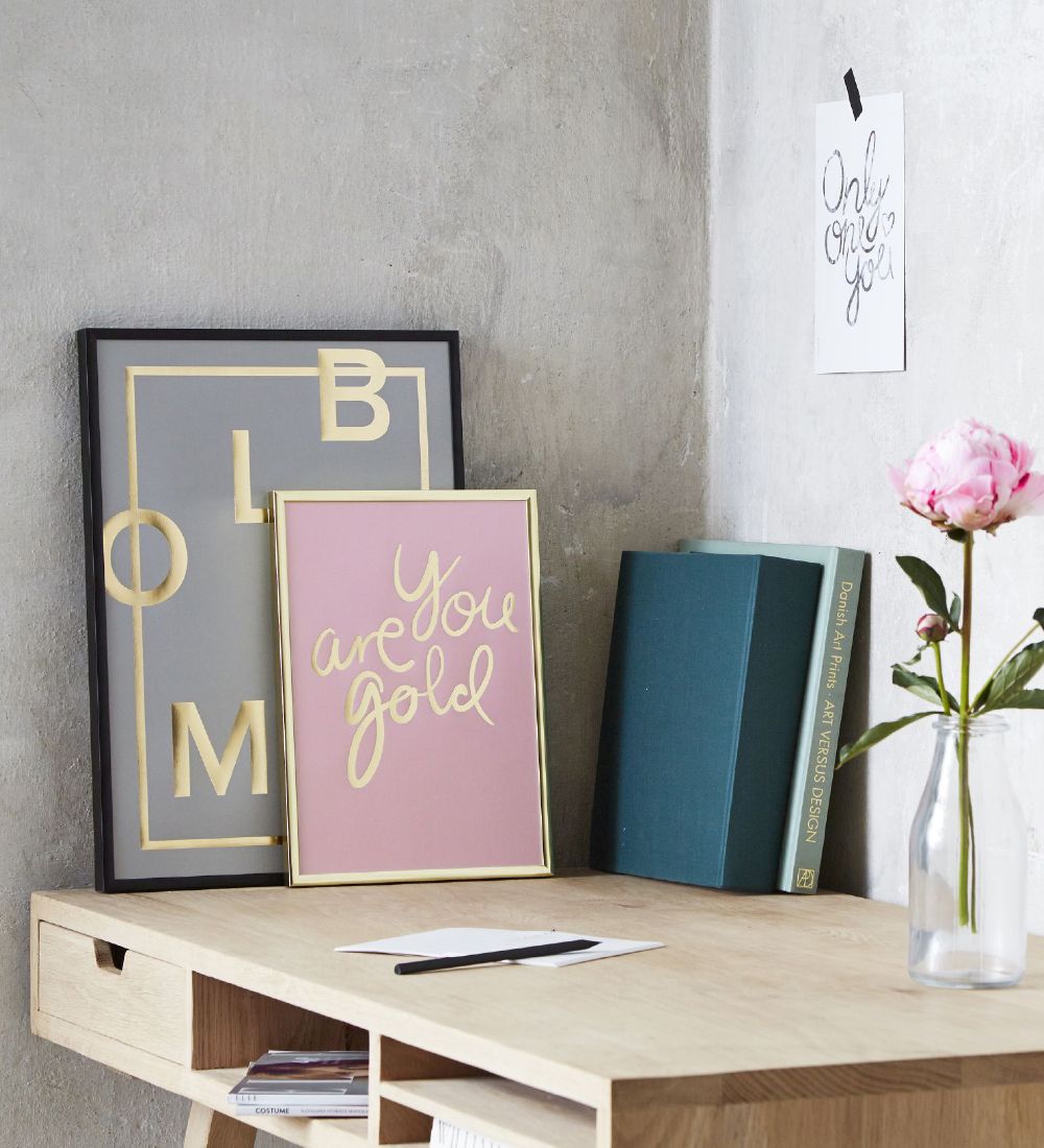 I Love My Type Plakat - A4 - You Are Gold - Rosa m. Guld Tekst