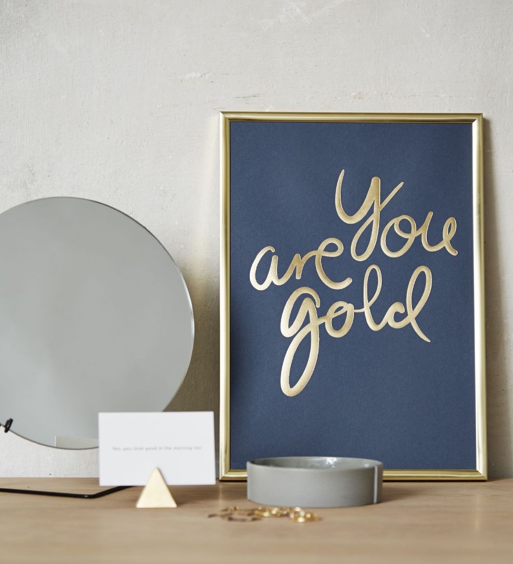I Love My Type Plakat - A4 - You Are Gold - Navy m. Guld Tekst