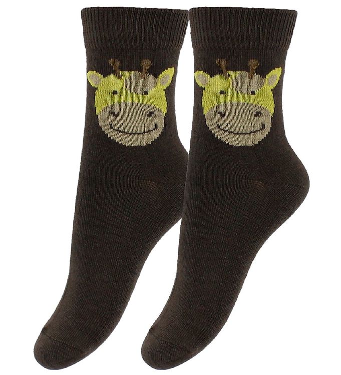 13: Fuzzies Strømper - 2-Pak - Brun m. Giraf
