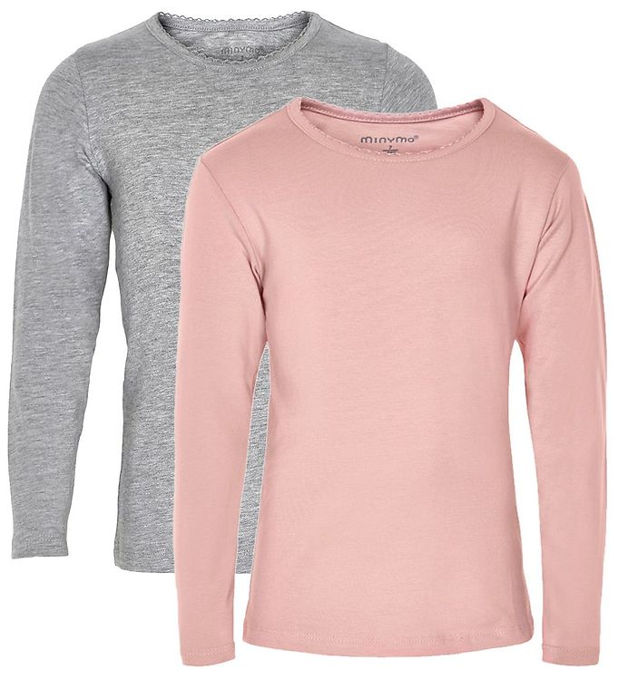 Minymo Bluse - 2-Pak - Rosa/Grå