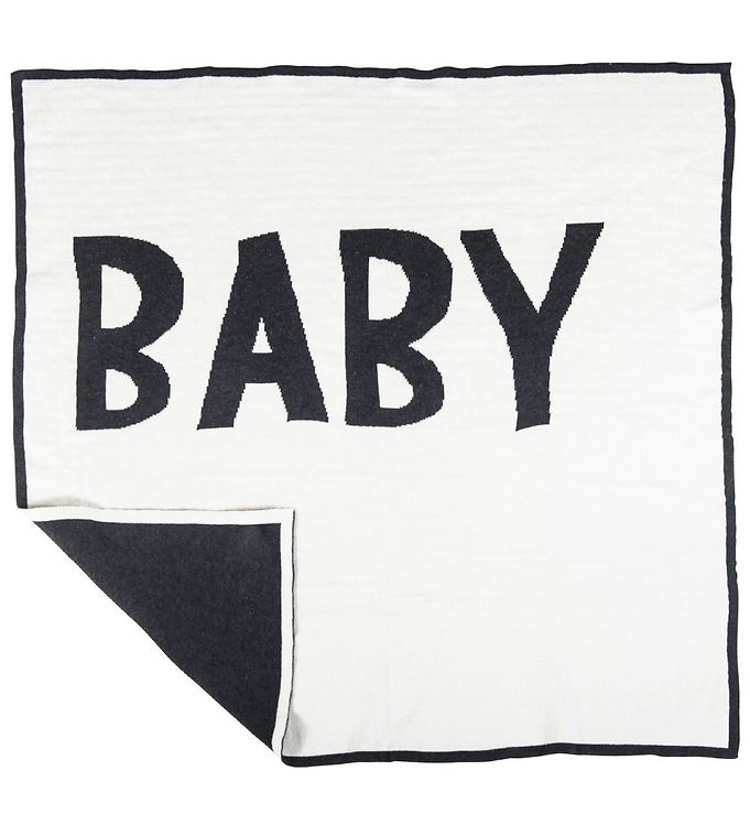 #3 - Sebra Strikket Babytæppe - 80x80 - Creme/Koksgrå