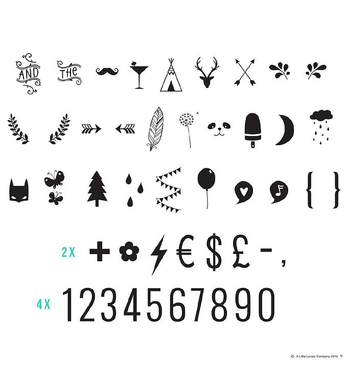 Billede af A Little Lovely Company Lyskasse Symbolsæt - Numbers & Symbols - OneSize - A Little Lovely Company Lampe