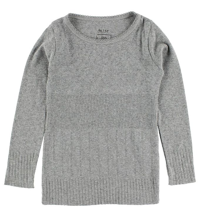 Noa Noa miniature Bluse - Gråmeleret m. Hulmønster