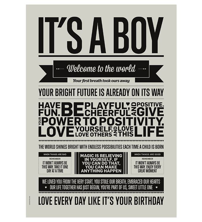Image of I Love My Type Plakat - A3 - Love Typography - It's A Boy - OneSize - I Love My Type Plakat (95779-521267)