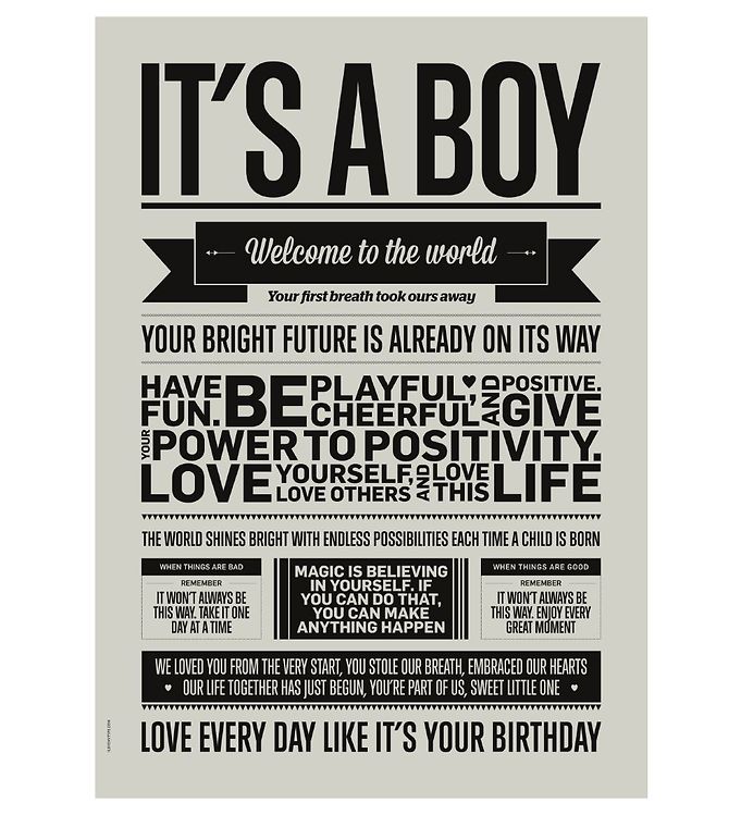 I Love My Type Plakat - A3 - Love Typography - It's A Boy