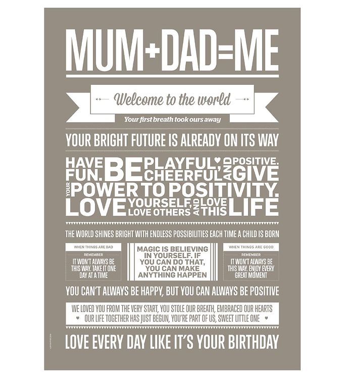 Image of I Love My Type Plakat - A3 - Love Typography - Mum+Dad=Me - OneSize - I Love My Type Plakat (95777-521265)