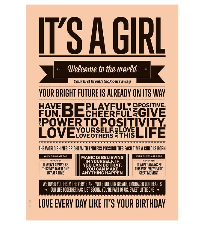 Image of I Love My Type Plakat - A3 - Love Typography - It's A Girl - OneSize - I Love My Type Plakat (95780-521268)